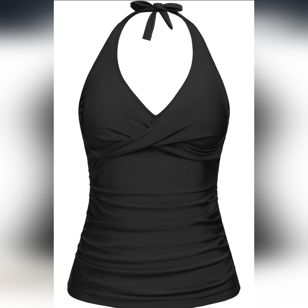 Black Halter Neck Swimsuit Top